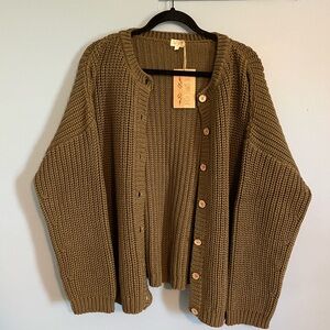 Simple Folk Green 100% Cotton Cardigan